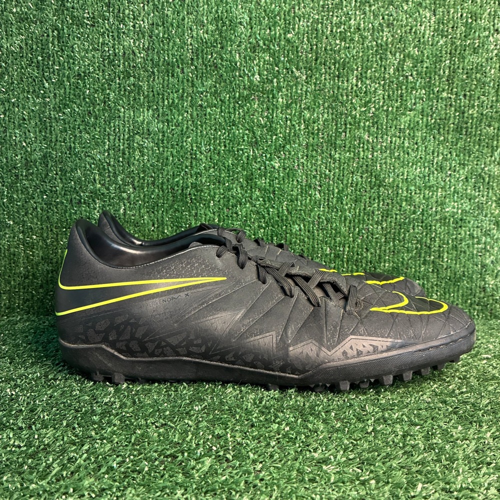 Nike Hypervenom X Phelon II TF Turf Soccer Cleats Shoes Black Volt Mens Size 13